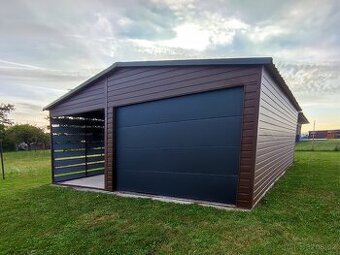 Plechová garáž 6x6m – Ořech
