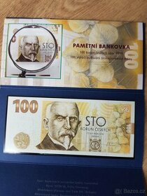 Pamětní bankovky 100Kč Alois Rašín - NÍZKÉ ČÍSLA, VÍCE KUSŮ