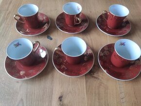 Kávový či čajový porcelánový servis JSK zlacený