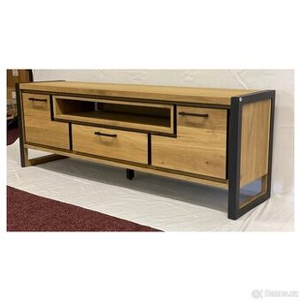 TV komoda z masivu Metalo – dub, LED, 170 cm