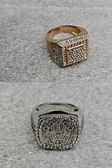 Sada 2 masivních pánských prstenů - Styl Rolex & Gold - 1