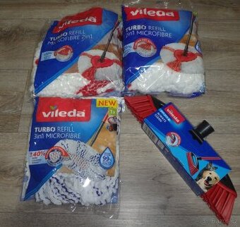 3 x náhradní mop Vileda Turbo + smeták na chlupy