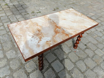 Masivní stůl - dřevo / mramor