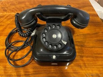 Retro otočný telefon – bakelit, černý