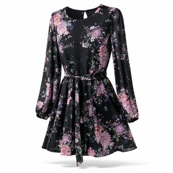 Dámské květované šaty MOHITO – lehké rukávy, vázačka v pase,