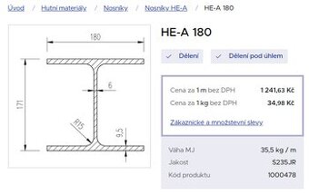 HEA profily 180 + 220, celkem 4ks (možnost dovozu)