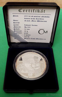 MEDAILE 2003 Ag-655 let od založení Karlštejna PROOF vzácná