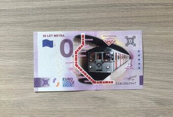 0 Euro Souvenir bankovka 50 let metra - kolorovaná varianta