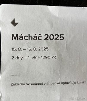 Dvoudenní vstupenky Macháč