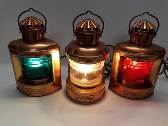Starší měděná signální lodní lampa 3ks