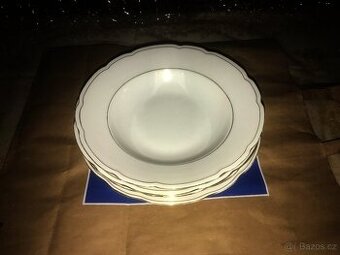 hluboké talíře se zlatým lemováním 6ks