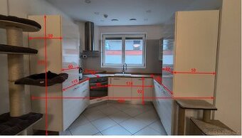 Použ. kuchyň. linka NADOP, tvar U 225x166 cm, bílá fólie/dub - 1