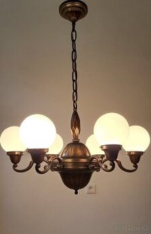 Velký starožitný šesti ramenný lustr,  1930, osvětlení