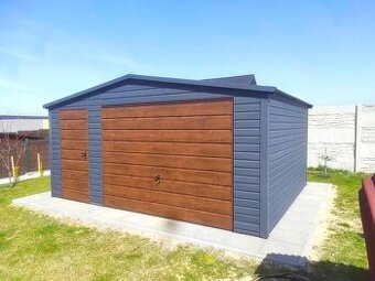 Garáž 5×5 m – grafit tmavý matný/Zlatý dub světlý „BIVOJ“