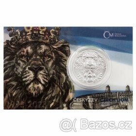 Stříbrná dvouuncová mince Český lev 2023 stand číslovaný