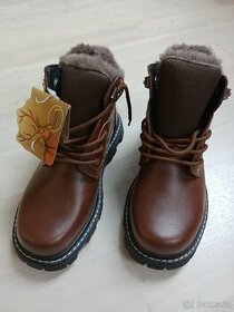 Nové zimní boty s kožíškem, vel. 33 - hnědé - 1