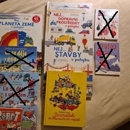 knihy, leporela, omalovánky- dětské