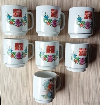 čínský porcelán hrnečky 6+1