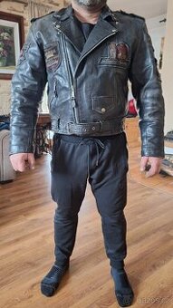 Kozene moto bunda krivak, nasivky, old school