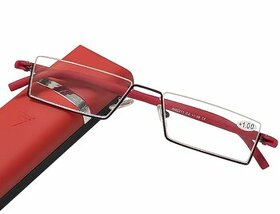 01 Brýle polorámečkové, kovovové v pouzdru (1-4 dioptrie)