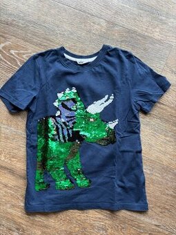 Chlapecké modré triko s dinosaurem, vel. 134/140, H&M