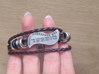 Nový pánský i Unisex kožený náramek značkový diesel hnědý