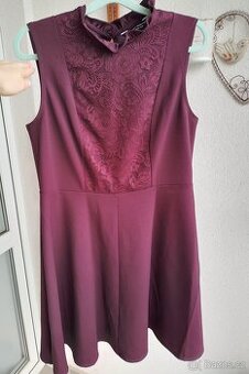 Elegantní vínové šaty s krajkou Dorothy Perkins vel. 44