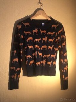 H&M - dámský, dívčí světřík, s lesním motivem.