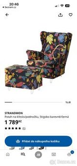 Strandmon Ikea potah na křeslo + podnožka