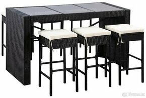 Ratanový barový stůl se 6 židličkami nový