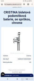 CRISTINA bidetová podomítková baterie, se sprškou, chrome

