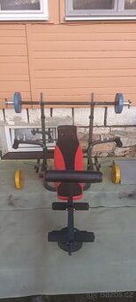 Lavice ,bench  činka + kotouče 122 kg.