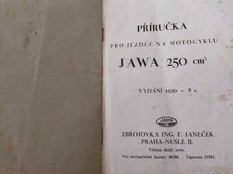 Jawa 250 - příručka. 1939 - 1