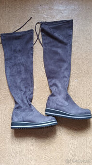 MÓDNÍ ŠEDÉ KOZAČKY - NOVÉ