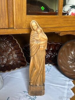 Dřevěná soška Panny Marie s Ježíškem ruční řezba