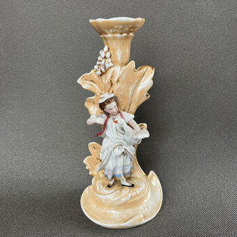 Starožitný figurální svícen 24.5 cm Chodov 19. století