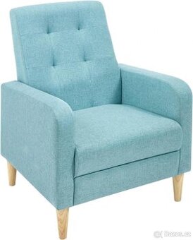 Křeslo WOLTU s područkami, lněný potah, modré