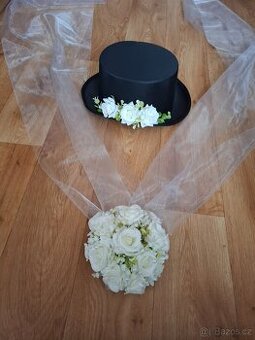Svatebni vyzdoba - kvetonova+klobouk+ serpa
