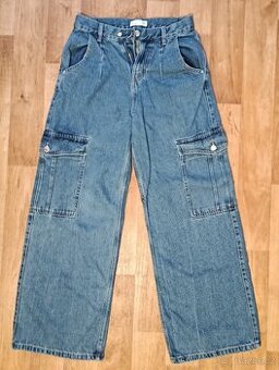 Dívčí džíny rifle kalhoty kapsáče Sinsay Denim velikost 36