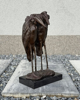 Bronzová socha Pár marabu exotická soška ptáků luxusní dekor