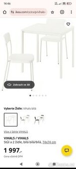 Vihals sada - bílý stůl a dvě židle