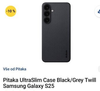 Pitaka UltraSlim Case Black/Grey Twill Samsung Galaxy S25