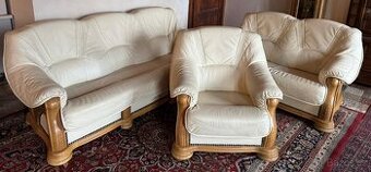 Rustikální kožená dubová souprava 3+2+1, 6287