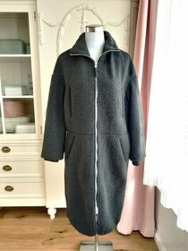 Myškový dámský šedý kabát HM oversize XS S M dlouhý