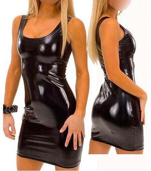 Sexy latexové mini šaty vel XXL poprsí 98-108 cm