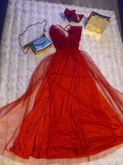 Plesove tylove maturitni saty dlouhe cervene 38