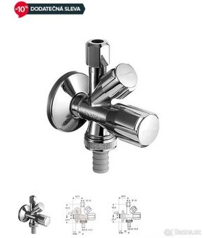Rohový kombinovaný ventil SCHELL - 1/2"-3/8"-3/4" KOMBI