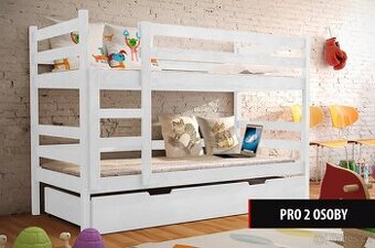 NOVÁ Patrová postel palanda bílá MASIV borovice