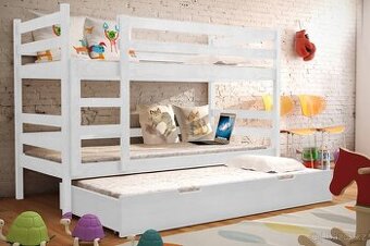 NOVÁ Patrová postel palanda MASIV 3x MATRACE