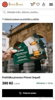 Dva Poukazy na prohlídku pivovaru Pilsner Urquell